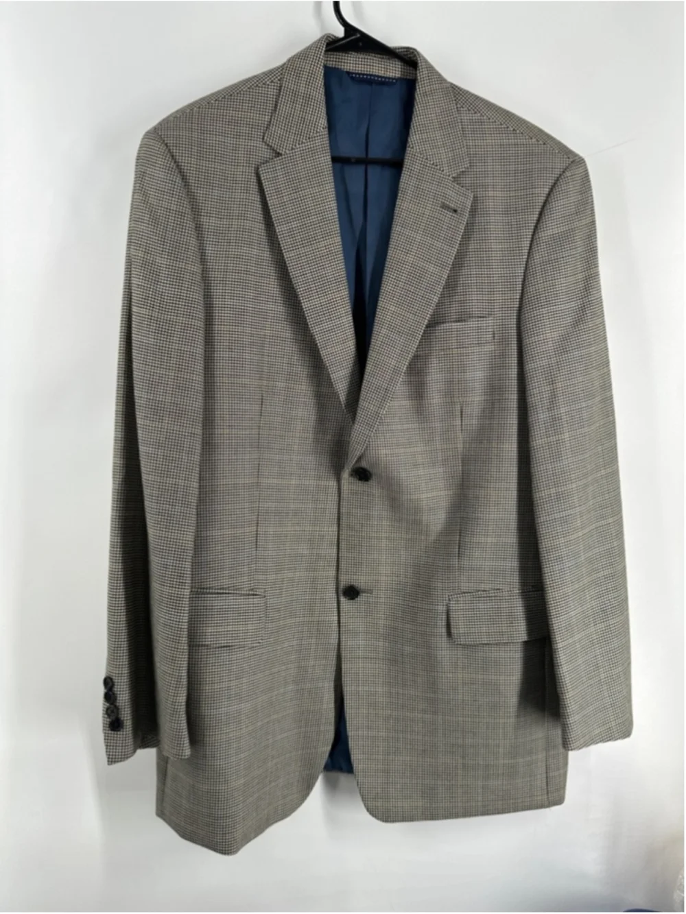 Tommy Hilfiger sports coat Blazer houndstooth wool silk Gold Logo sz 42 Tall